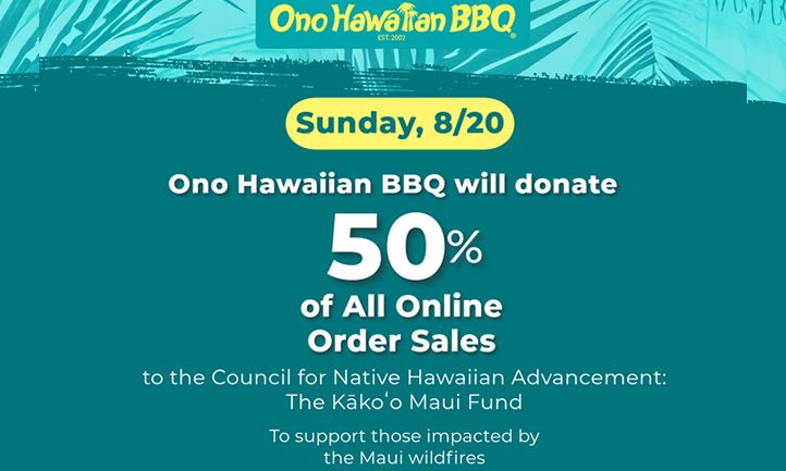 Ono Hawaiian BBQ Continues Commitment to Supporting the Hawaiian Community with Another Fundraising Initiative